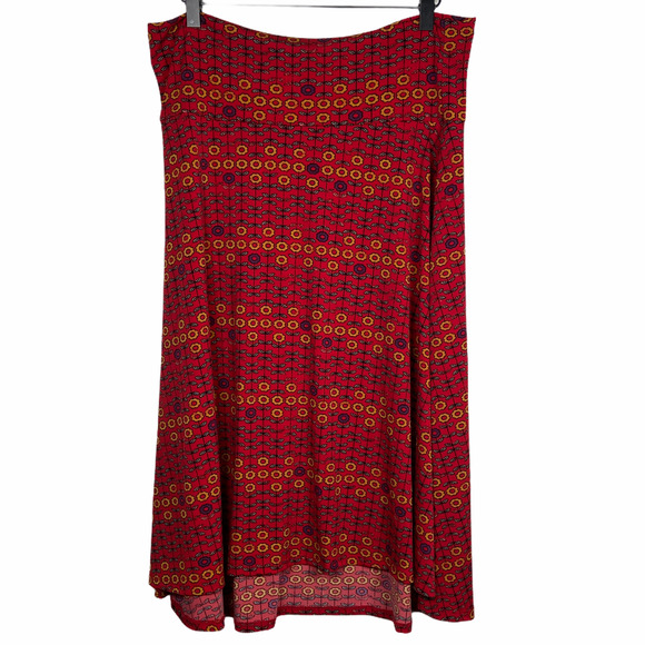 Lularoe Azure Floral Red Skirt Size XL